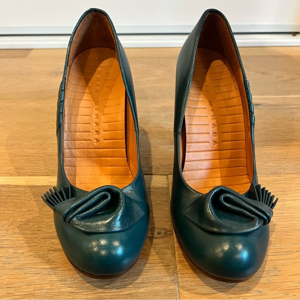 Chie Mihara Dark Teal Leather Heels Never Worn